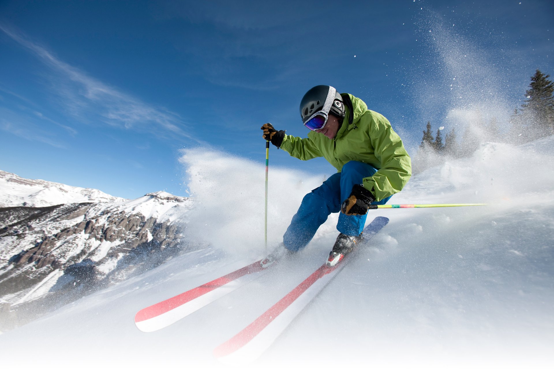 Skiing with polarized sport sunglasses