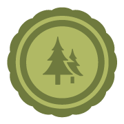 green icon with pine trees